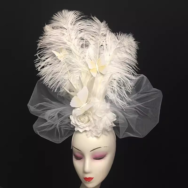 Beauty Makeup Events - Novo branco bela pena flor modelo