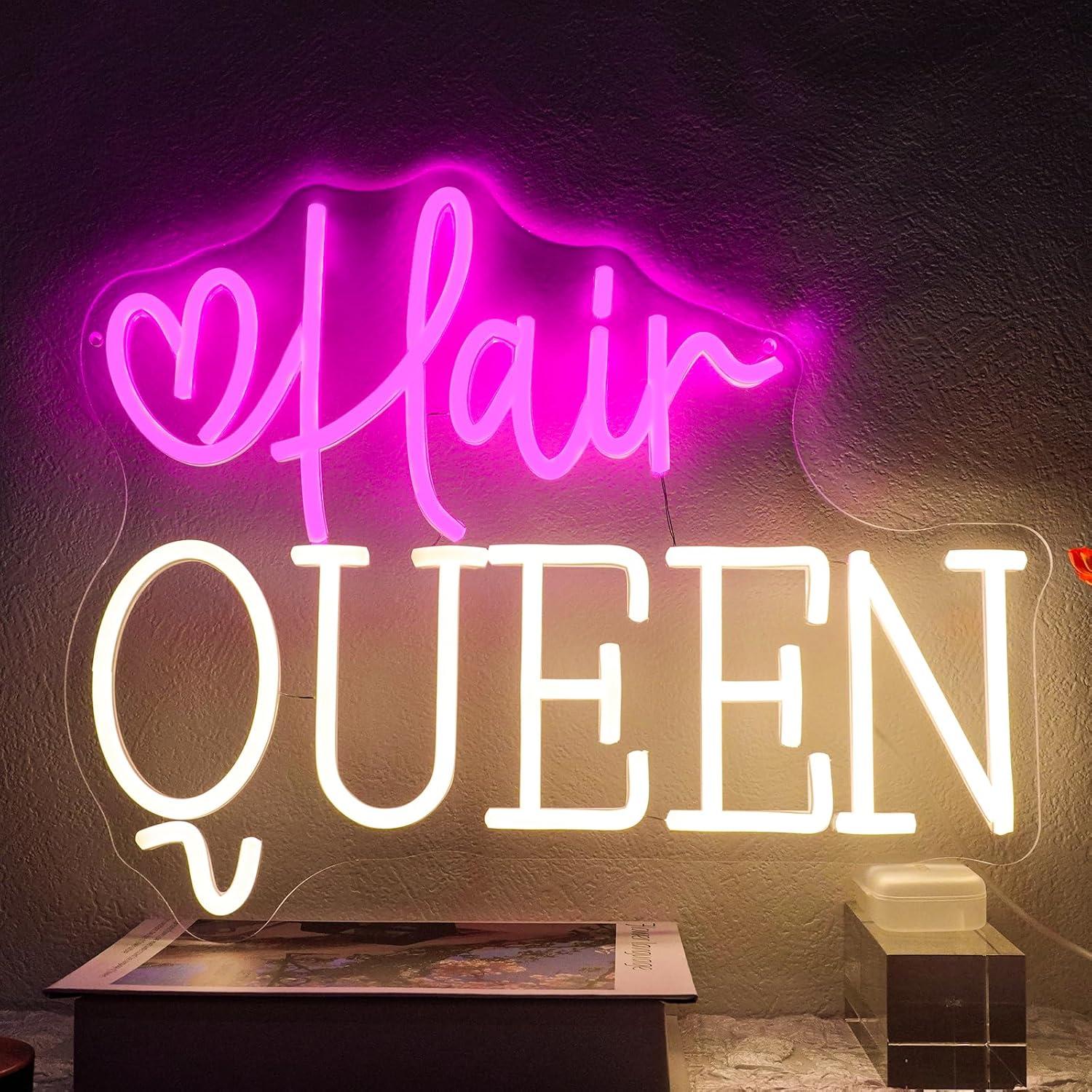 Beauty And Makeup Studio - Letreiro Neon 'Rainha do Cabelo' Regulável