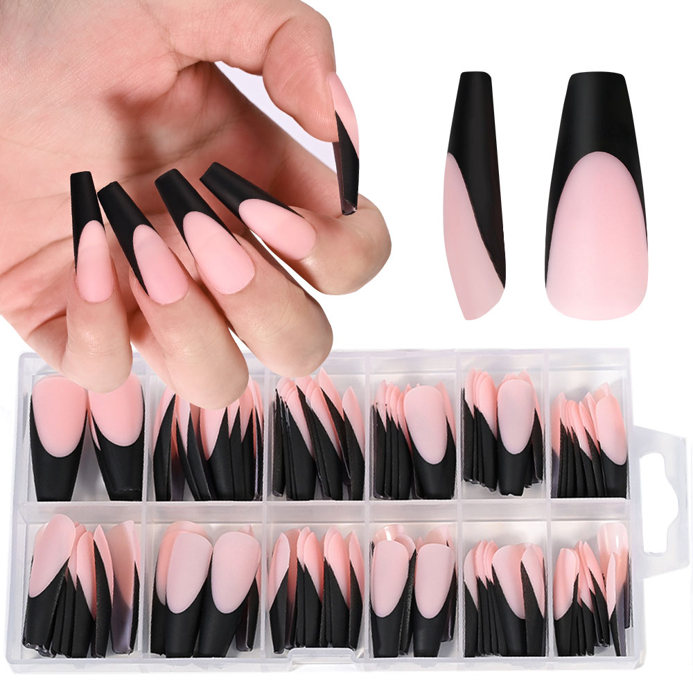 Nail Extension Tips - 120pc preto francês gel dicas de