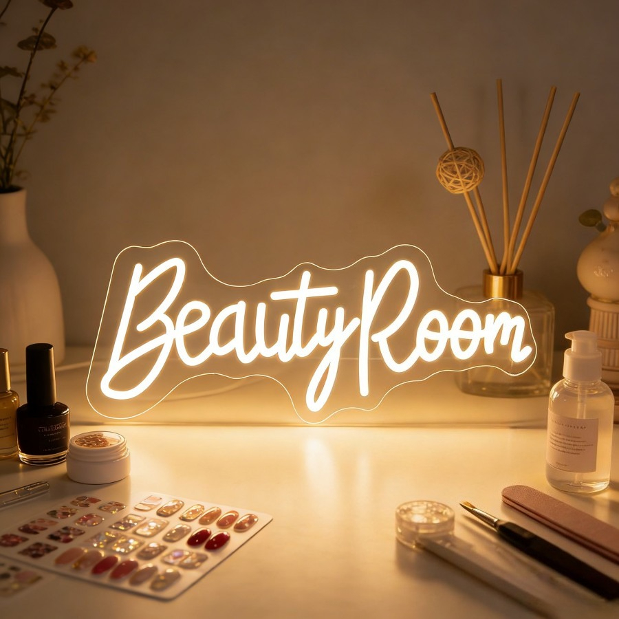 Beauty Makeup Table - Letreiro Neon LED para Salão de