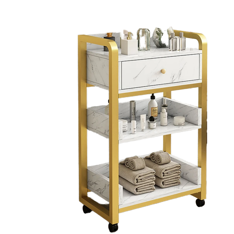 Beauty Makeup Trolley - Carrinho de Salão Moderno Dourado e