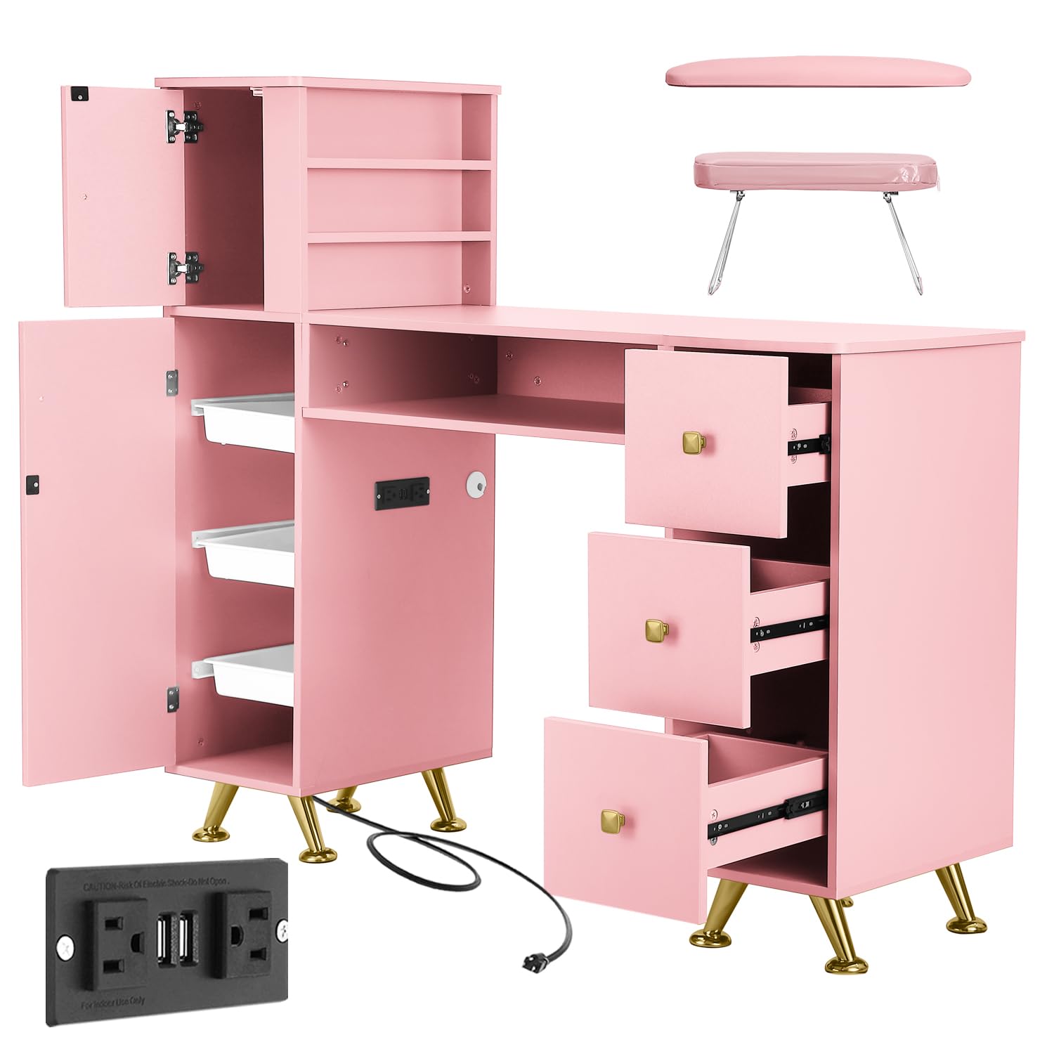 Mesa de Unhas Rosa para Técnic - Beauty Makeup Table avaliação e preço