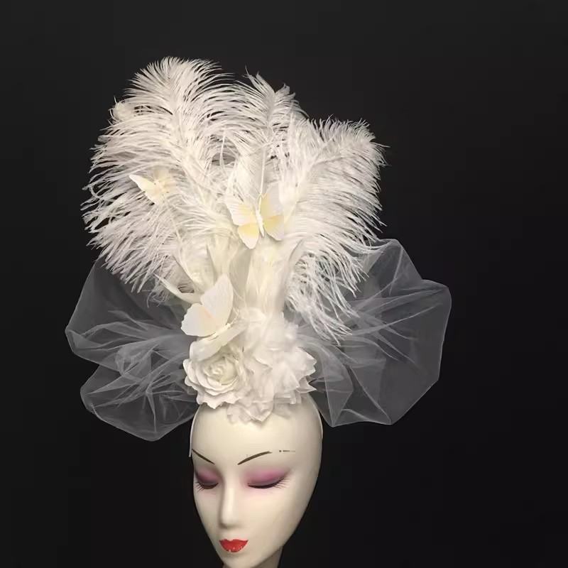Novo branco bela pena flor mod - Beauty Makeup Events avaliação e preço